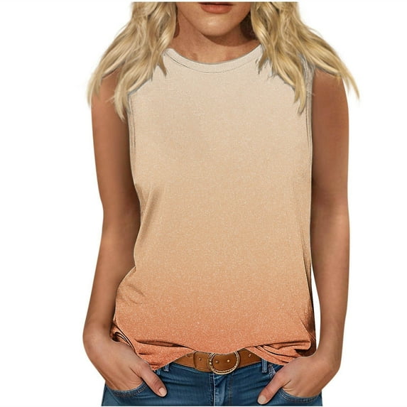 Giftesty Tank Tops for Women Clearance Women's Casual Printed Sleeveless Round Neck Top Blouse