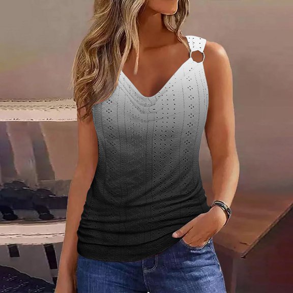Giftesty Tank Tops for Women Women's Casual Summer Printed V-Neck Sleeveless Tanks Top