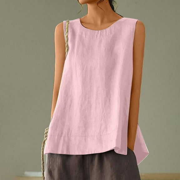Giftesty Tank Tops for Women Classic Round Neck Solid Color Sleeveless T-shirt Tank Top Round Neck Tank Top