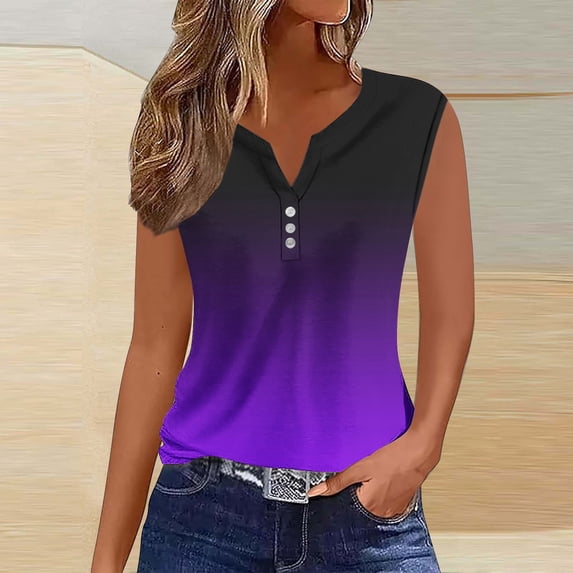 Giftesty Tank Tops for Women Clearance Women's Printed V-Neck Sports Tops for Outer Wear Bottoming Slim Sleeveless Tops