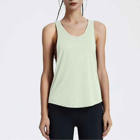 Giftesty Tank Tops for Women Clearance Women's Round Neck Solid Color Sleeveless T-shirt Tank Top Sports Tank Top Top Round Neck Tank Top
