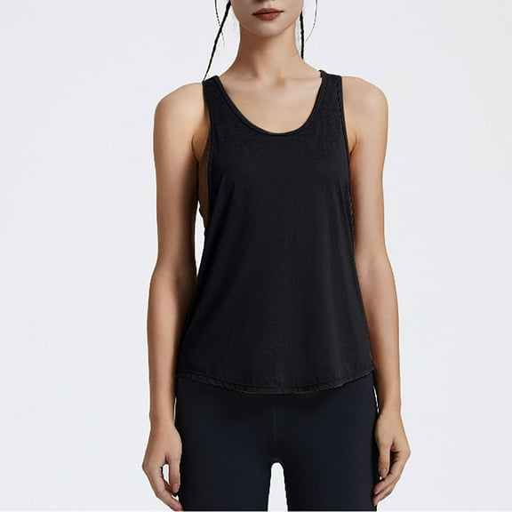 Giftesty Tank Tops for Women Round Neck Solid Color Sleeveless T-shirt Tank Top Sports Tank Top Top Round Neck Tank Top
