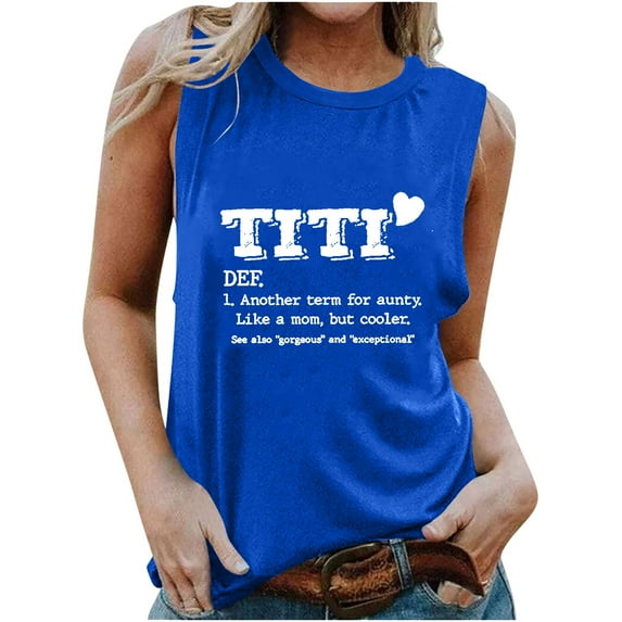 Giftesty Tank Tops for Women Clearance Women's Summer Beach Printed Round Neck Tank Top Casual Loose Top Tank Top