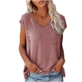 thumbnail image 1 of Giftesty Tops for Women Women Casual V-Neck Solid Color Casual Shirts Loose Fit Basic Blouse, 1 of 5