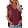 thumbnail image 1 of Giftesty Tops for Women Women Casual V-Neck Solid Color Casual Shirts Loose Fit Basic Blouse, 1 of 5