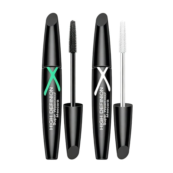 Giftesty 2Pcs Waterproof Voluminous Mascara Thick Curling Long-lasting Non Smudging Eyelash Makeup,Black,10ml