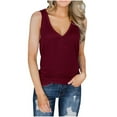 thumbnail image 1 of Giftesty Wine Tank Top for Women Womens Casual Loose Color Button V-neck SleevelessTops Blouses Vests, 1 of 5