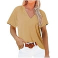 thumbnail image 1 of Giftesty Women Casual Solid Pullover V-Neck Short Sleeve T-Shirt Tops Blouse, 1 of 5