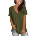 thumbnail image 1 of Giftesty Women Casual Solid Pullover V-Neck Short Sleeve T-Shirt Tops Blouse, 1 of 4