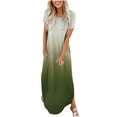 thumbnail image 1 of Giftesty Women Dresses Clearance Women's Maxi Dresses Summer Casual Cross Rounk Neck Short Sleeve Slit Vacation Beach Long Dress, 1 of 5