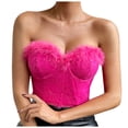 thumbnail image 1 of Giftesty Women Fashion Solid Casual Sleeveless Lace Narrow Cuffs Pullover Loose Street Tops Hot Pink S, 1 of 4