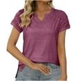 thumbnail image 1 of Giftesty Women Loose Casual Short Sleeve V-Neck Solid Casual Blouse T-Shirt Tunic Tops, 1 of 9