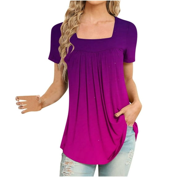 Giftesty Women Printed Casual V-Neck Short Sleeve Loose T-Shirt Blouse Tops