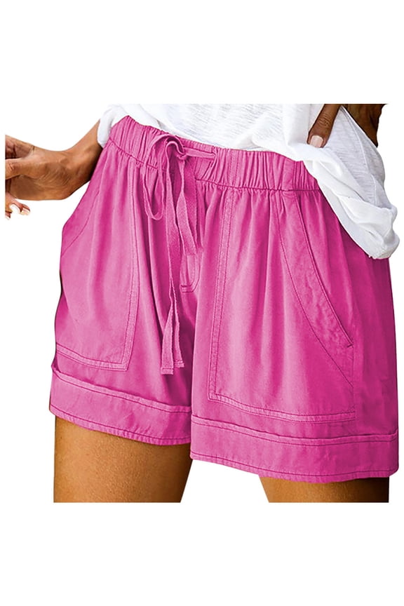 Women Shorts Clearance Free Shipping Womens Comfy Drawstring Splice Casual Elastic Waist Pocketed Loose Shorts Pants
