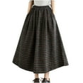 thumbnail image 1 of Giftesty Women's Autumn Winter Wool Blend Plaid Elastic High Waist A-Line Midi Skirt for Daily Casual Wear, 1 of 7
