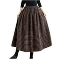 thumbnail image 1 of Giftesty Women's Autumn Winter Wool Blend Plaid Elastic High Waist A-Line Midi Skirt for Daily Casual Wear, 1 of 9