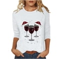 thumbnail image 1 of Giftesty Women's Christmas Festive Print Crew Neck 3/4 Sleeve Relaxed Fit Casual Loose T-Shirt Top for Holiday Daily Wear, 1 of 5