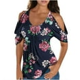 thumbnail image 1 of Giftesty Women's Comfortable Casual Round Neck Short Sleeve Print Strapless Top Blouse, 1 of 5