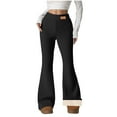thumbnail image 1 of Giftesty Women's Fall Winter Fleece Lined Double-Sided Fleece High Waist Soft Slim-Fit Micro Flare Casual Leggings Long Pants for Daily Wear, 1 of 6