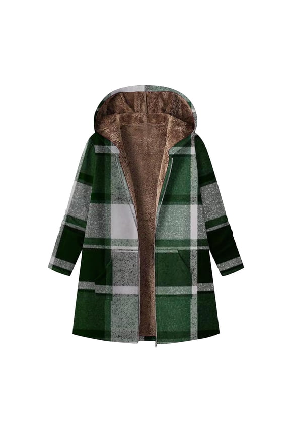 Women's Fall Winter Sherpa Lined Thickened Warm Hooded Long Sleeve Relaxed Fit Casual Jacket Outerwear Top for Daily Wear