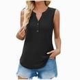 thumbnail image 1 of Giftesty Women's Fashion Sleeveless V-Neck Tops Working Uniform Printing Button Blouse Tops Black XL, 1 of 6