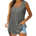 thumbnail image 1 of Giftesty Women's Fashion Solid Color V-Neck Comfortable Loose T-Shirt Sleeveless Blouse Casual Tops Gray M, 1 of 6