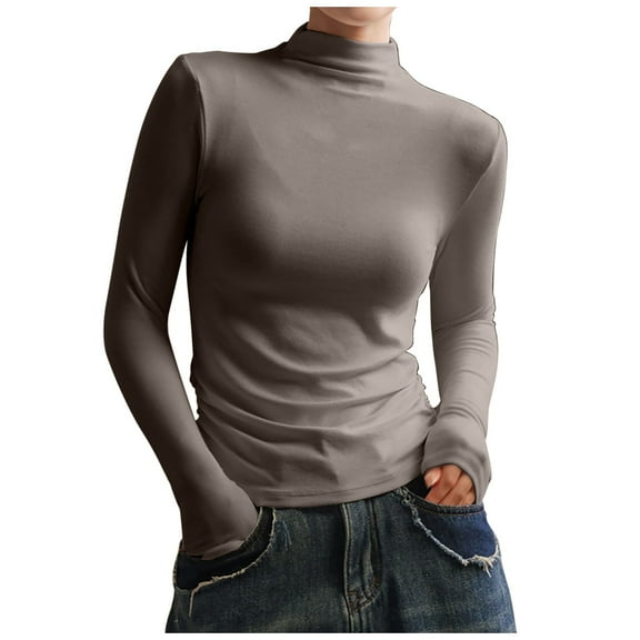 Giftesty Women's Half Turtleneck Base Layer Top, Long Sleeve Fitted Shirt for Layering Under Clothes and Shoulder Coverage
