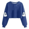 thumbnail image 1 of Giftesty Women's Halloween Non-Positioned Print Crew Neck Pullover Long Sleeve Loose Fit Stylish Soft Casual Sweatshirt Top for Halloween Celebrations Daily Wear, 1 of 2