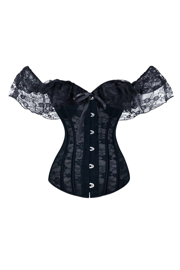 Women's Lace Bow Tie Straps Tight Waist Cinching Shaping Soft Comfortable Fitted Corset Shapewear Top for Daily Wear Special Occasions