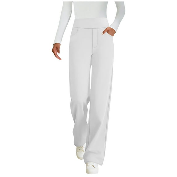 Giftesty Women's Loose Fit Multi-Color Solid Twill Fabric Elastic Waist Side Pockets Casual Athletic Long Pants