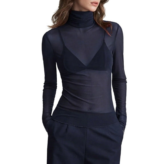 Giftesty Women's Mock Neck Long Sleeve Base Shirt, Smooth Bottom Top Layer for Warmth and Comfort Under Sweaters and Jackets