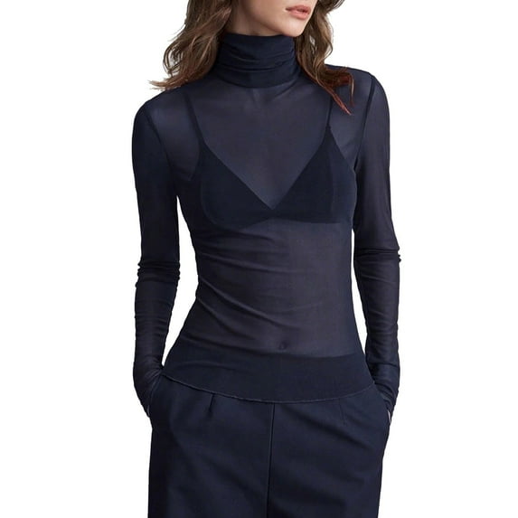 Giftesty Women's Mock Neck Long Sleeve Base Shirt, Smooth Bottom Top Layer for Warmth and Comfort Under Sweaters and Jackets