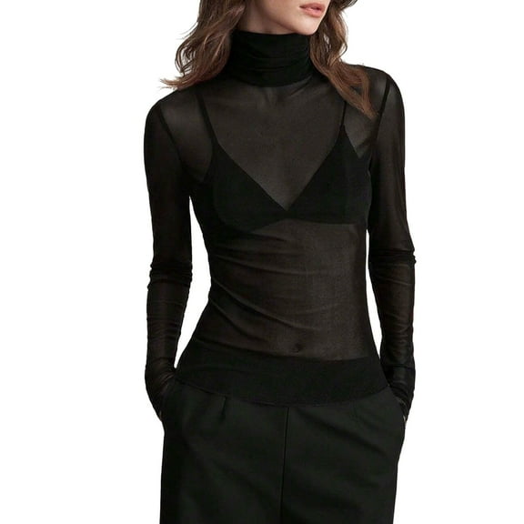 Giftesty Women's Mock Neck Long Sleeve Base Shirt, Smooth Bottom Top Layer for Warmth and Comfort Under Sweaters and Jackets