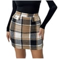 thumbnail image 1 of Giftesty Women's Plaid Print High Waist Button Faux Pocket Zipper Bodycon Midi Skirt for Daily Casual Wear, 1 of 9