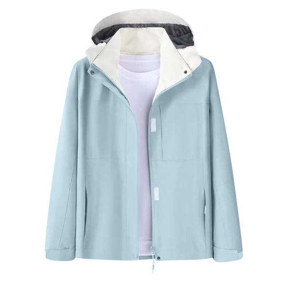 Giftesty Women's Regular Fit Multi-Color Hooded Long Sleeve Water Resistant Lightweight Hiking Casual Unisex Windbreaker Jacket