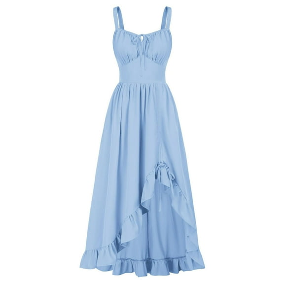 Giftesty Women's Renaissance Court Style Sleeveless One Shoulder Cami Fitted Ankle Length Summer Soft Stylish Dress for Daily Wear Light Occasions