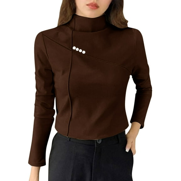 Giftesty Women's Slim Fit Solid Multi-Color Turtleneck Long Sleeve Double-Sided Fleece Soft Base Layer Top