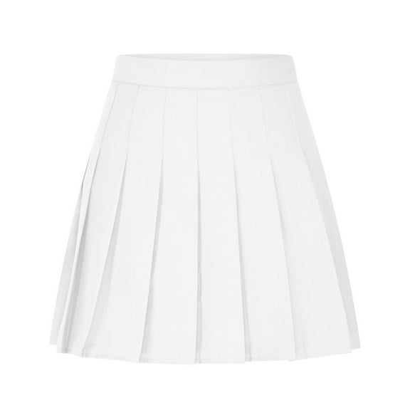 Giftesty Women's Solid Color High Waist Pleated Midi Skirt With Built-in Safety Shorts Anti-Chafing For Daily Casual Wear