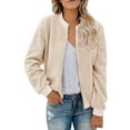 thumbnail image 1 of Giftesty Women's Solid Color Stylish Fleece Long Sleeve Non-Hooded Soft Warm Comfortable Casual Jacket for Daily Wear Weekend Outings, 1 of 5