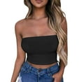 thumbnail image 1 of Giftesty Women's Solid Color Summer Fashion Casual Top Tube Top Strapless Blouse Black XL, 1 of 5