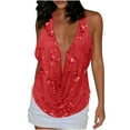 thumbnail image 1 of Giftesty Women's Sparkle Sequin Halter Crew Neck Design Sleeveless Casual Tank Top for Daily Wear, 1 of 6