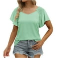 thumbnail image 1 of Giftesty Women's Summer Casual Ruffle Sleeve V-Neck T-Shirt Short Sleeve Tops, 1 of 8
