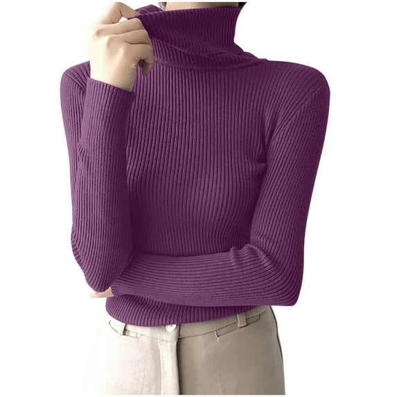 Giftesty Women's Turtleneck Pullover Long Sleeve Solid Color Soft Knitted Layering Base Sweater for Cool Weather