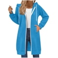 thumbnail image 1 of Giftesty Women's Two-Way Zipper Hooded Long Length With Pockets Long Sleeve Solid Color Loose Fit Soft Stylish Casual Sweatshirt Top for Daily Wear, 1 of 9