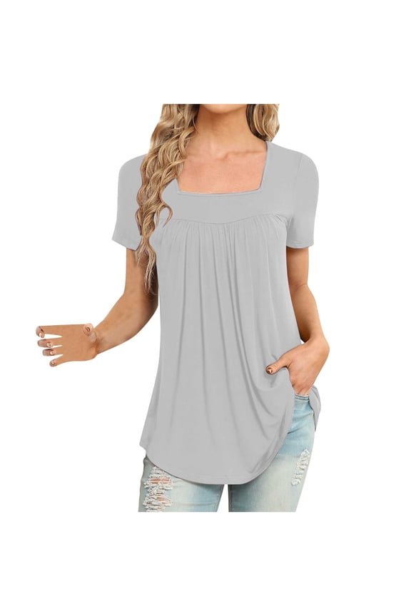 Womens Blouses and Tops Women's Fashion Sold Color V-Neck Underwaist Comfortable Loose T-shirt Short Sleeve Blouse Casual Tops
