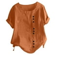 thumbnail image 1 of Giftesty Womens Blouses and Tops Women's Fashion Summer Round Neck Leisure Short Sleeve Solid Buttons Tops, 1 of 6