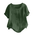 thumbnail image 1 of Giftesty Womens Blouses and Tops Womens Summer Casual Solid Color Round Neck Short Sleeve Tops Buttons Blouses, 1 of 5