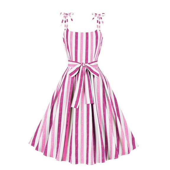 Inleife Womens Dresses Plus Size Women Fashion Casual Sexy Summer Sleeveless Round-Neck Retro Collar Midi Dress