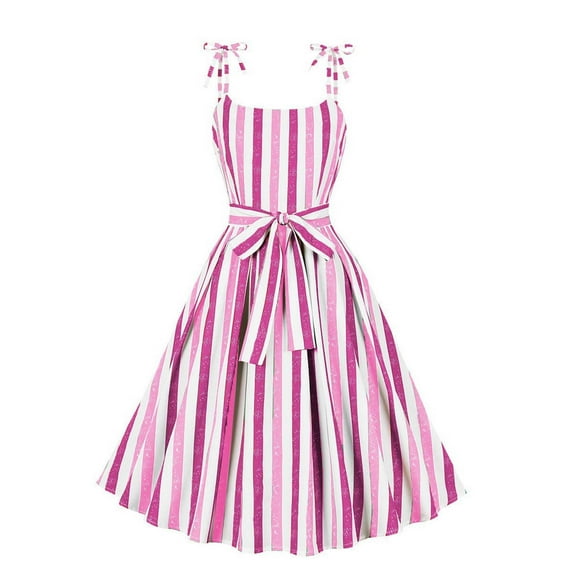 Inleife Womens Dresses Plus Size Women Fashion Casual Sexy Summer Sleeveless Round-Neck Retro Collar Midi Dress