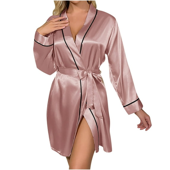 Giftesty Womens Homewear Pajamas Women's Solid Color Strappy Bathrobe Sexy Home Clothing Can Be Worn Externally With Ice Silk Pajamas And Pajamas